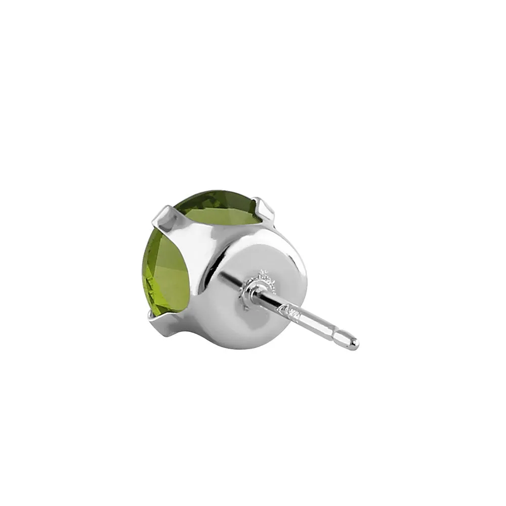 0.9ct Sterling Silver Round Peridot CZ Stud Earrings 5mm