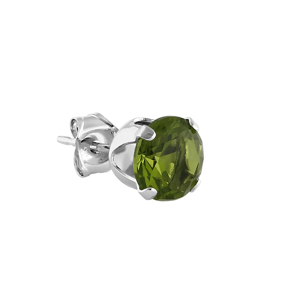 0.9ct Sterling Silver Round Peridot CZ Stud Earrings 5mm