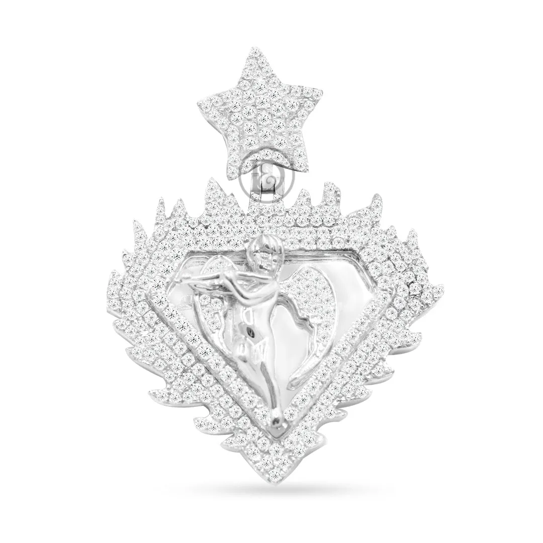 10k Yellow Gold Angel Pendant With 2.20CT Diamonds