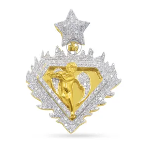 10k Yellow Gold Angel Pendant With 2.20CT Diamonds