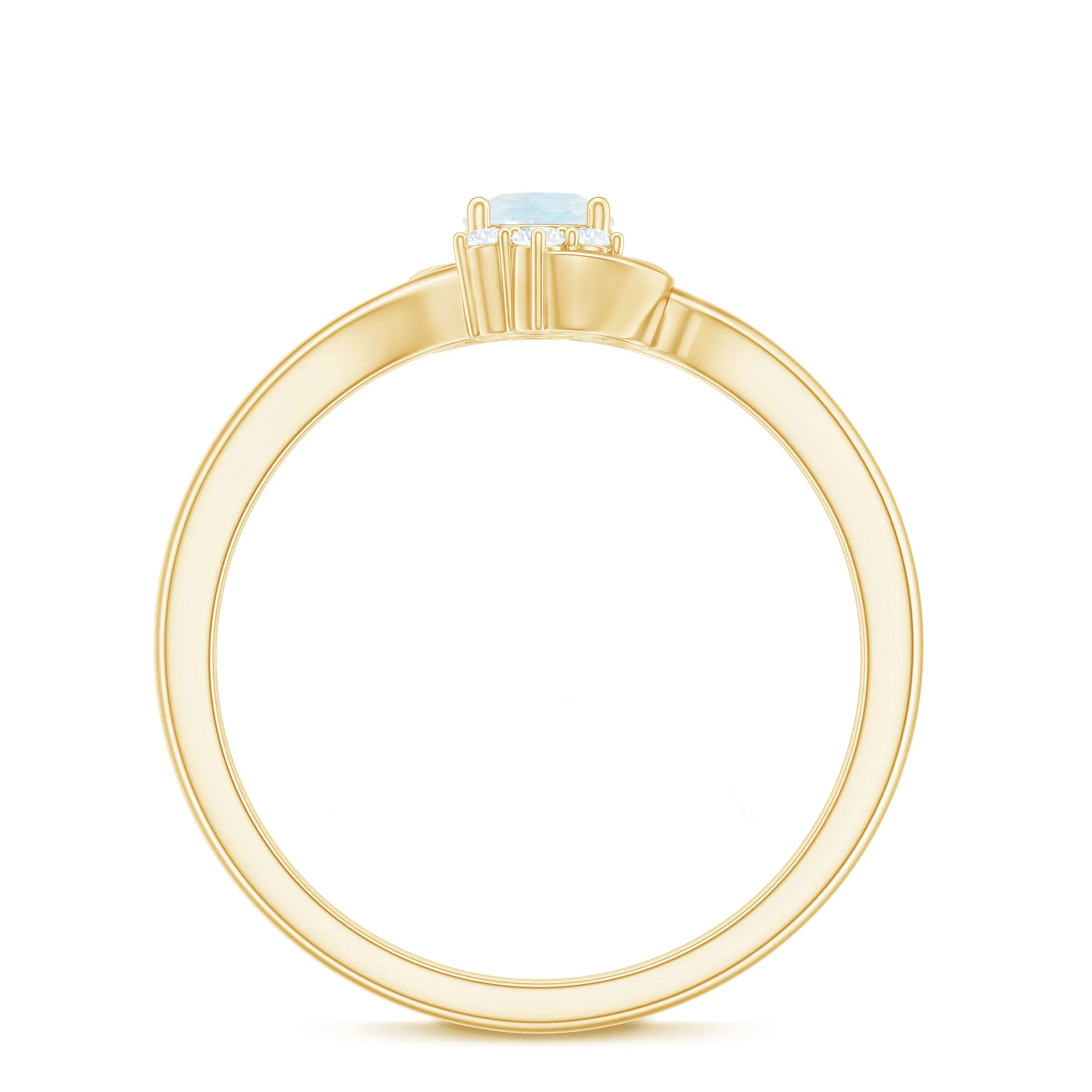 1/2 CT Moonstone and Diamond Bypass Promise Ring