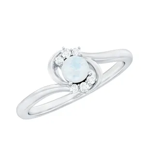 1/2 CT Moonstone and Diamond Bypass Promise Ring