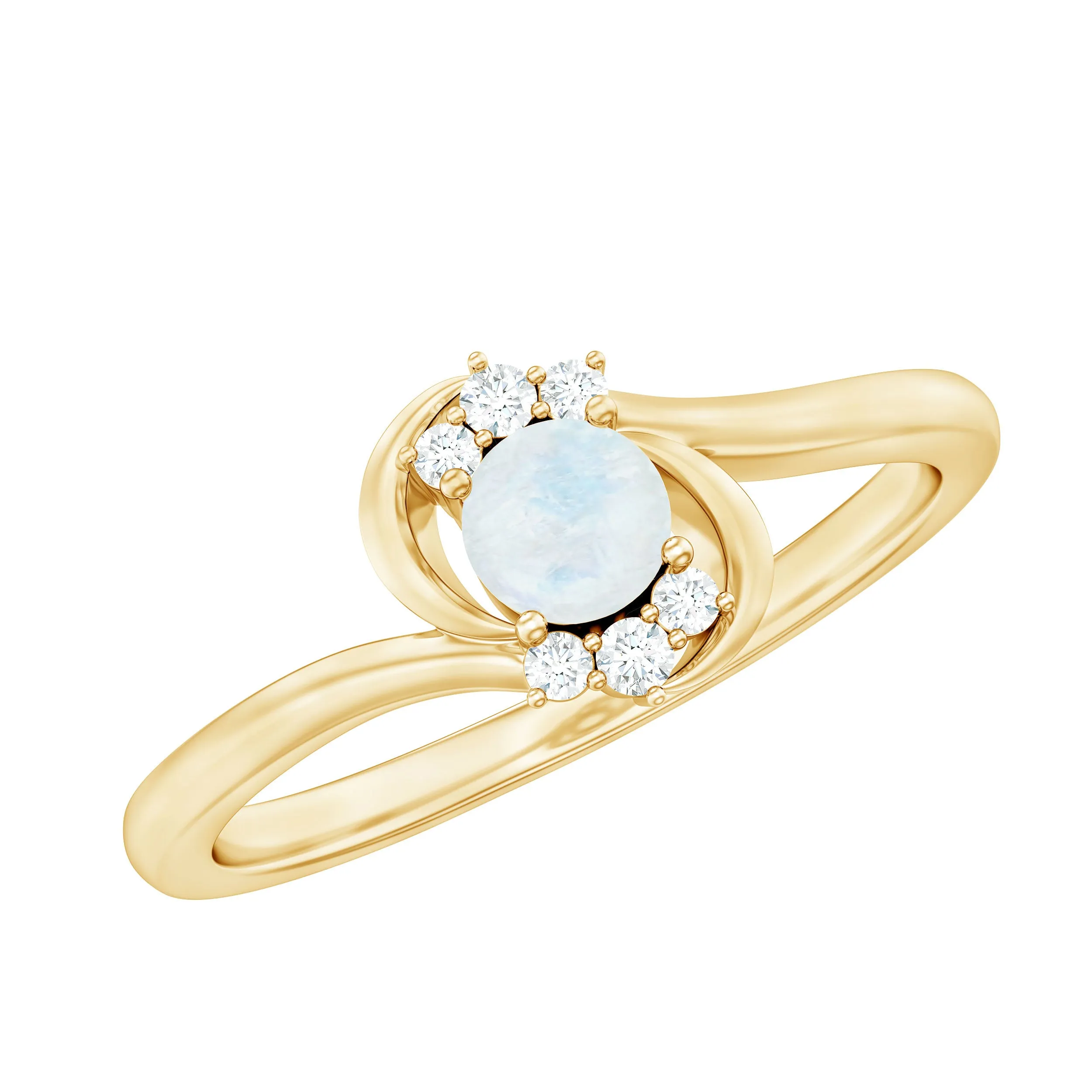 1/2 CT Moonstone and Diamond Bypass Promise Ring