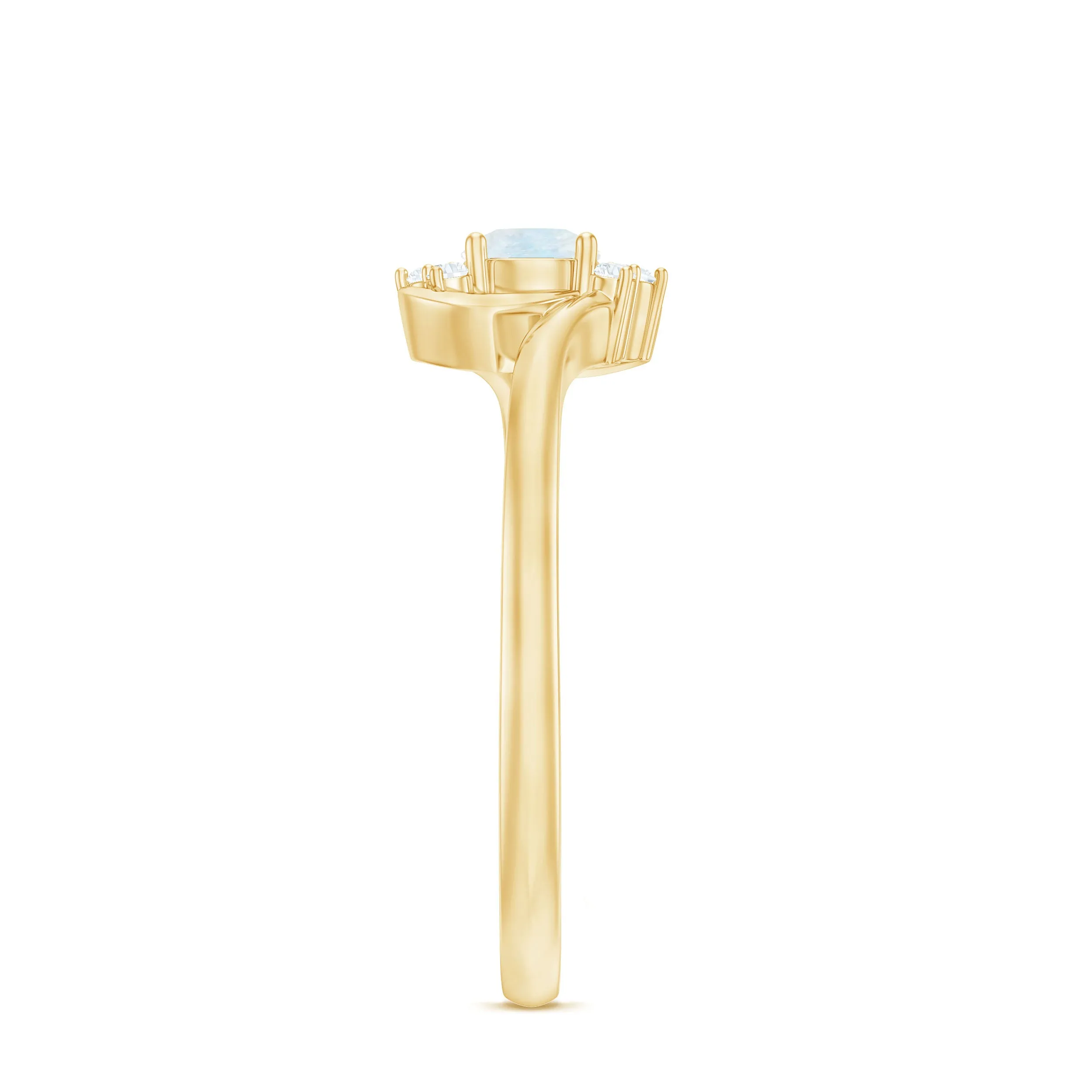 1/2 CT Moonstone and Diamond Bypass Promise Ring