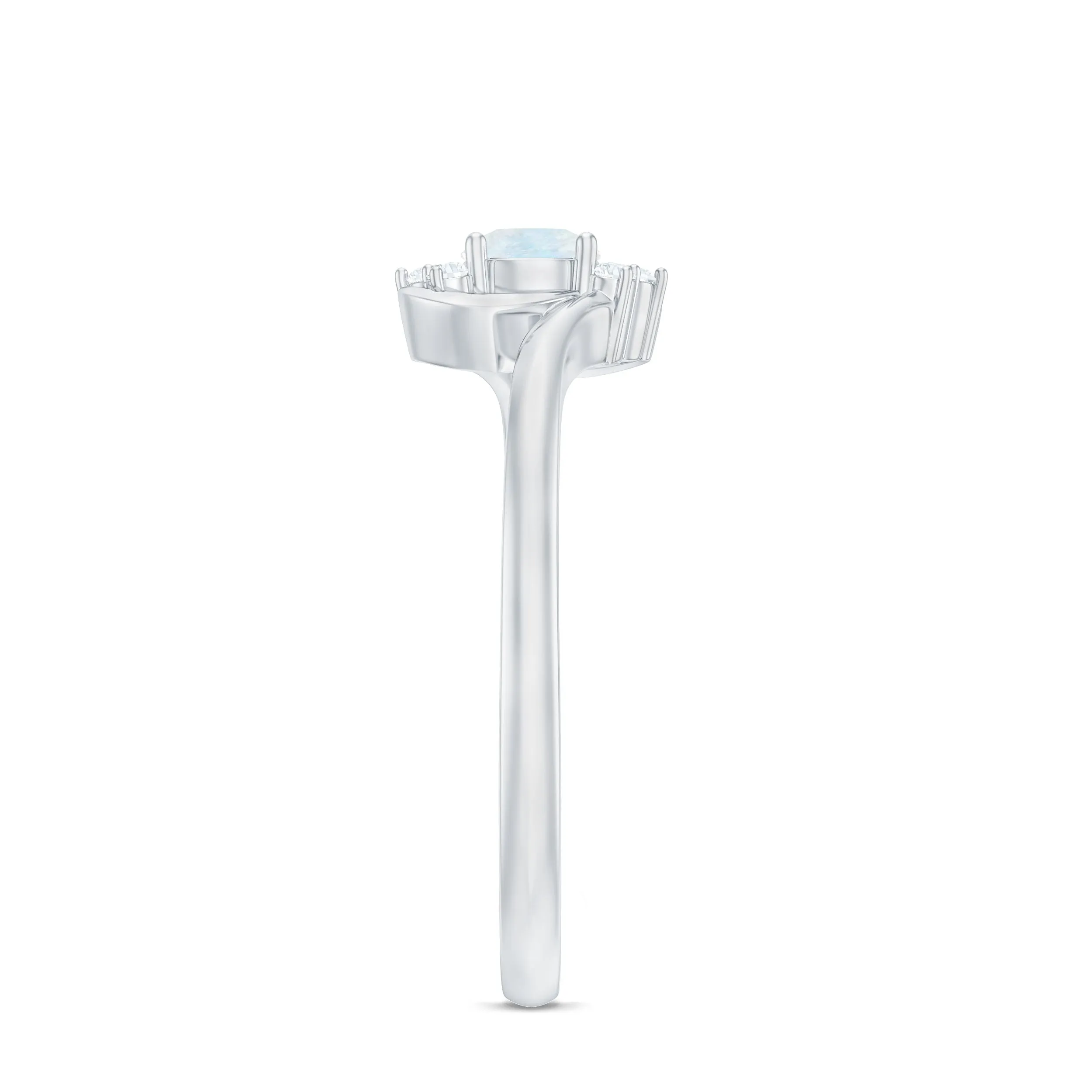 1/2 CT Moonstone and Diamond Bypass Promise Ring
