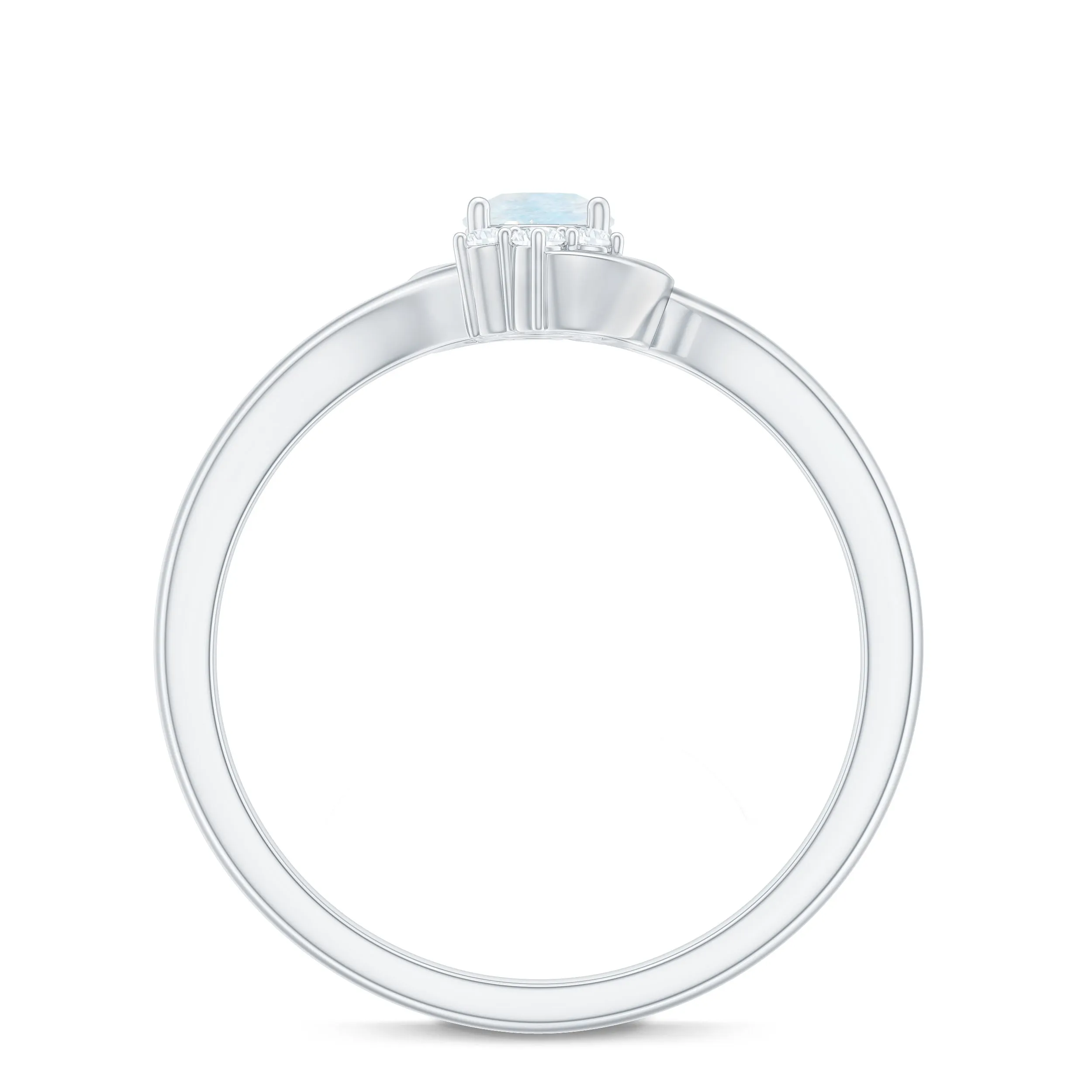 1/2 CT Moonstone and Diamond Bypass Promise Ring