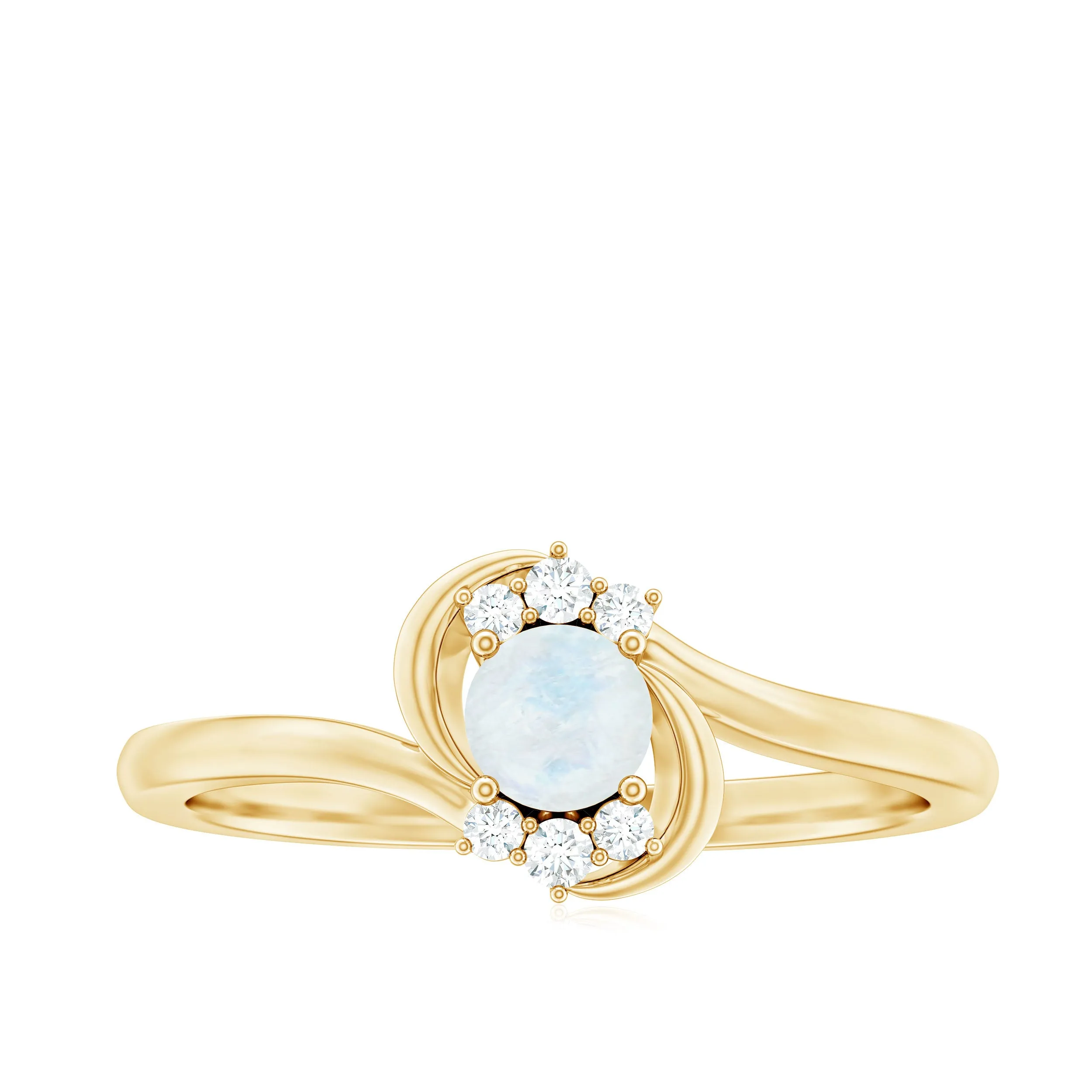 1/2 CT Moonstone and Diamond Bypass Promise Ring