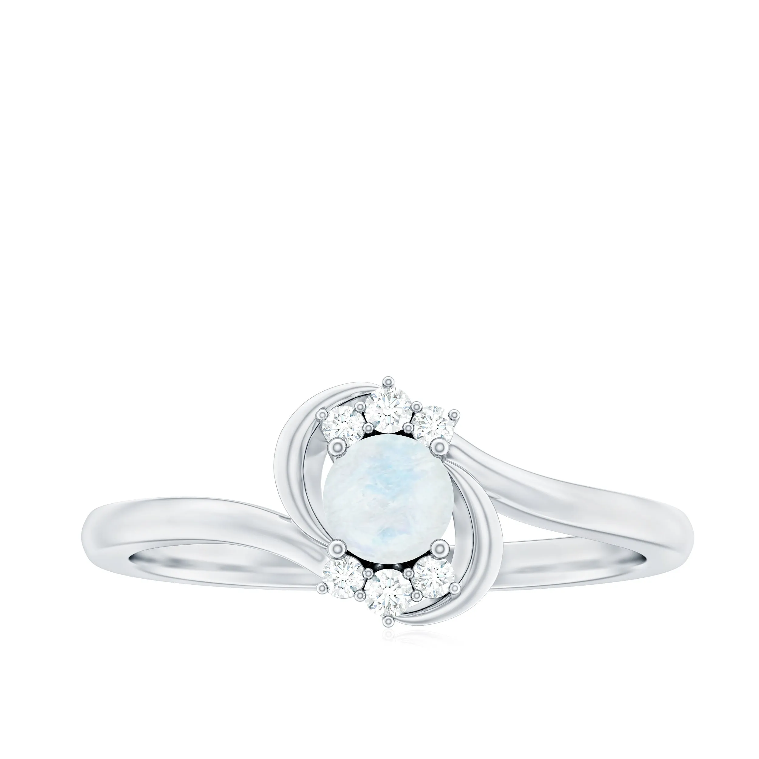 1/2 CT Moonstone and Diamond Bypass Promise Ring
