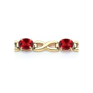 14K 7X5Mm Oval Garnet Bracelet
