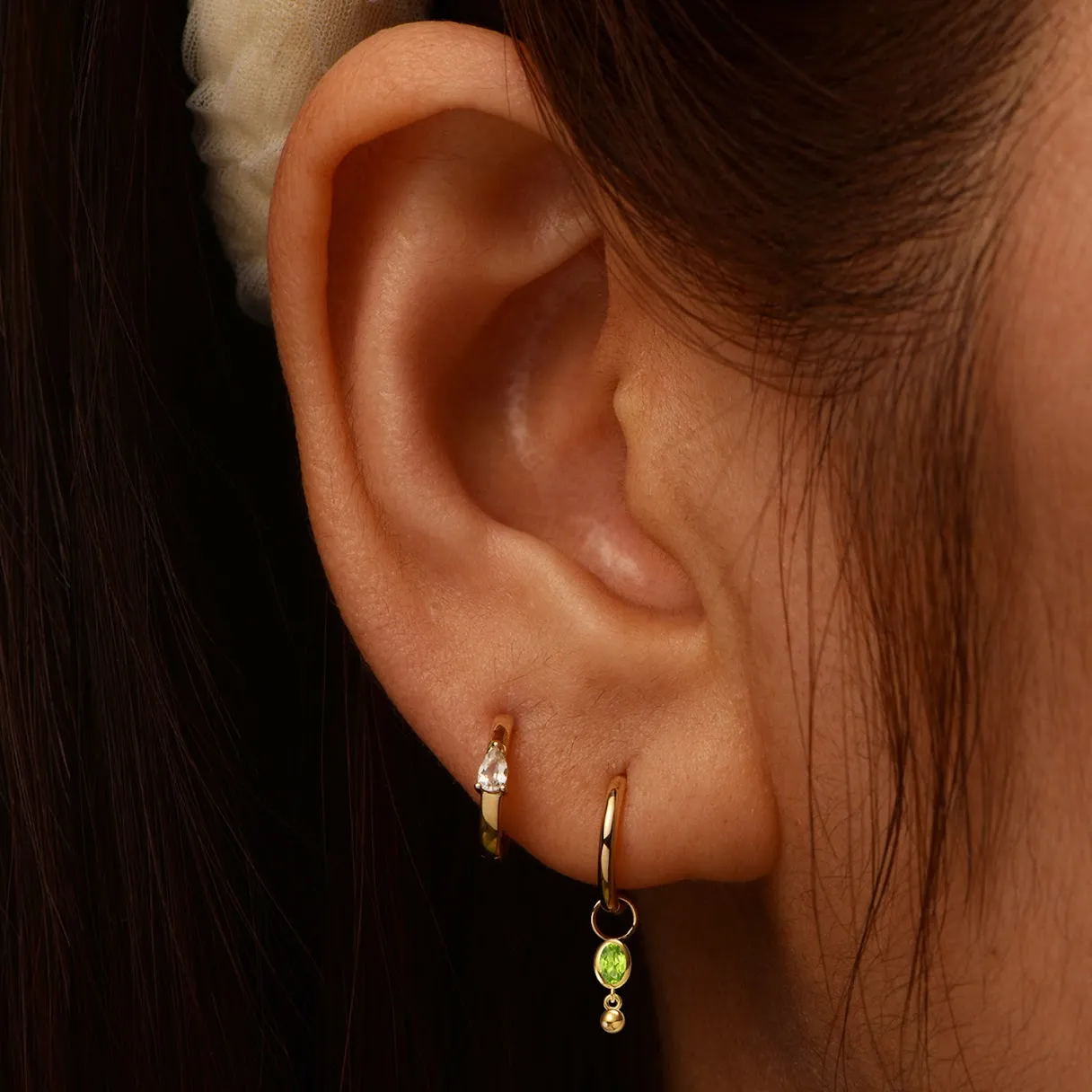 14k Peridot Hoop Charm