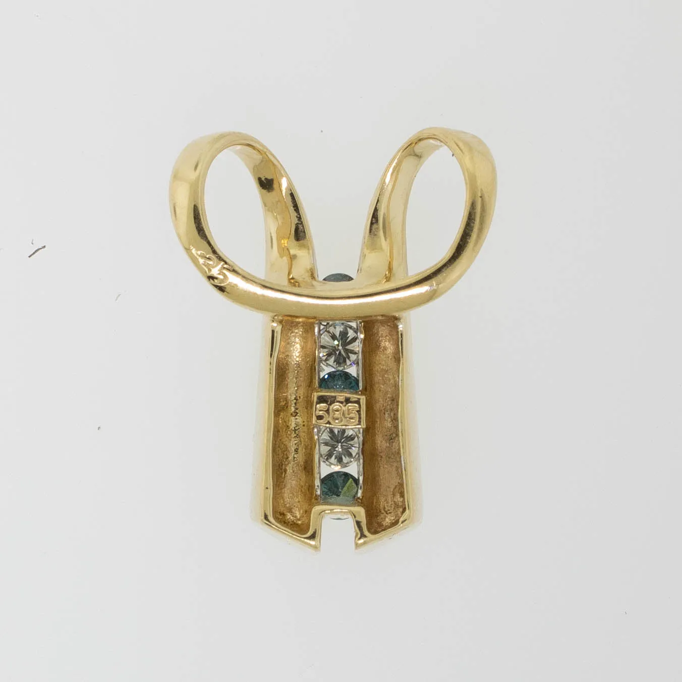 14K Yellow Gold Blue/White Diamond Slide Pendant Preowned Jewelry