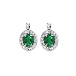 14Kt White Gold Diamond 1/4Ctw & Emerald 7/8Ctw Ring