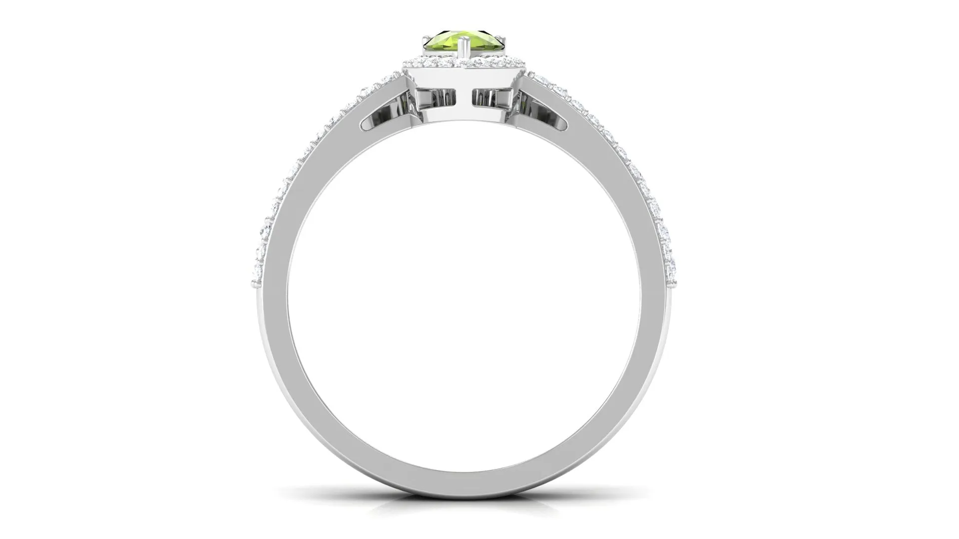 1.5 CT Peridot Designer Teardrop Ring Set with Moissanite Halo