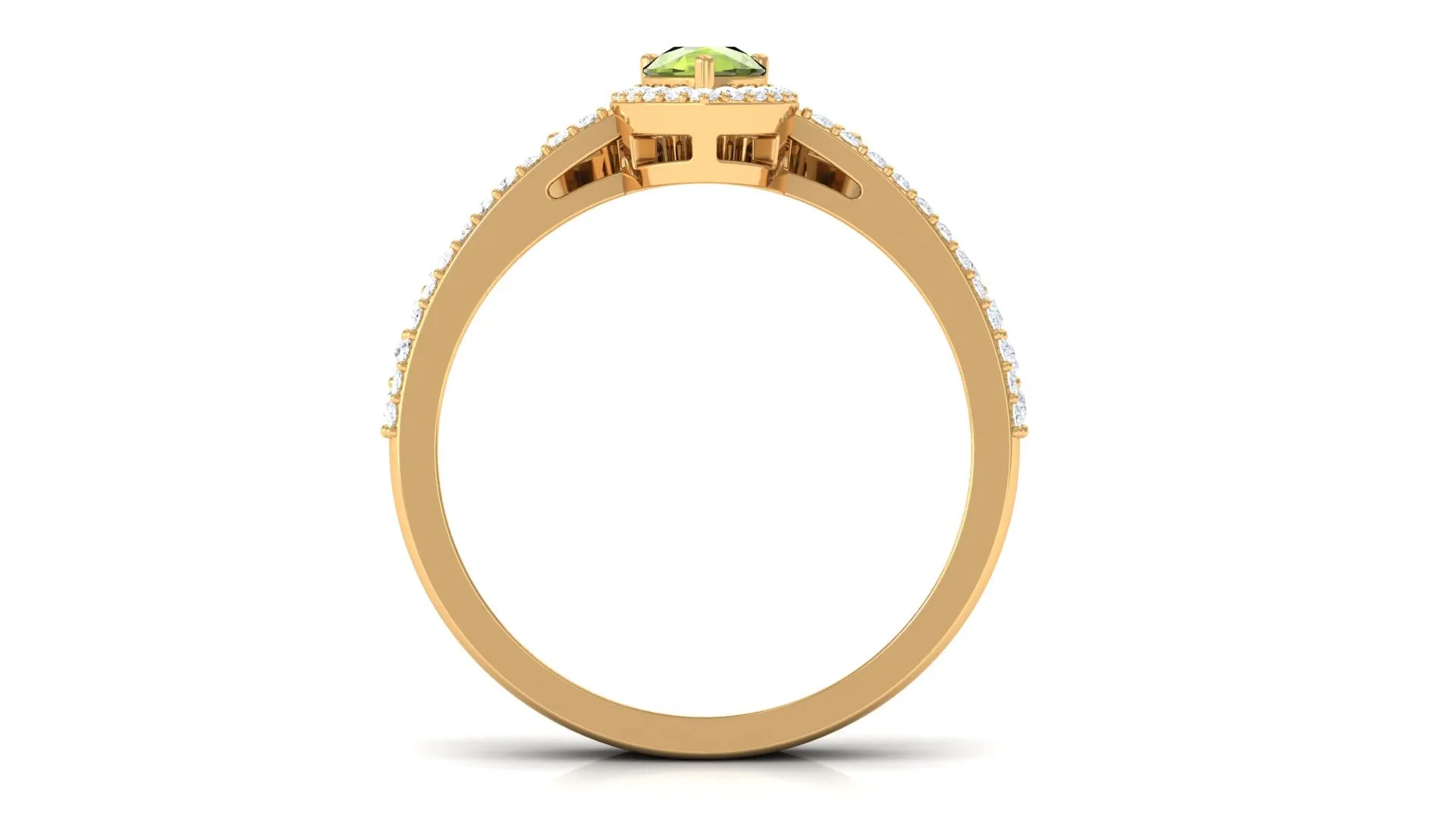 1.5 CT Peridot Designer Teardrop Ring Set with Moissanite Halo