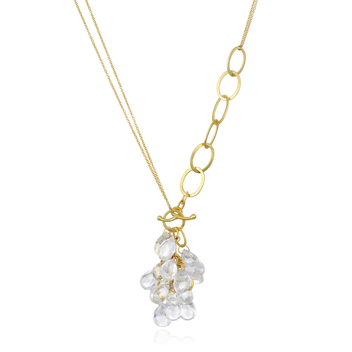 18 Karat Gold Rock Crystal Quartz Link Necklace