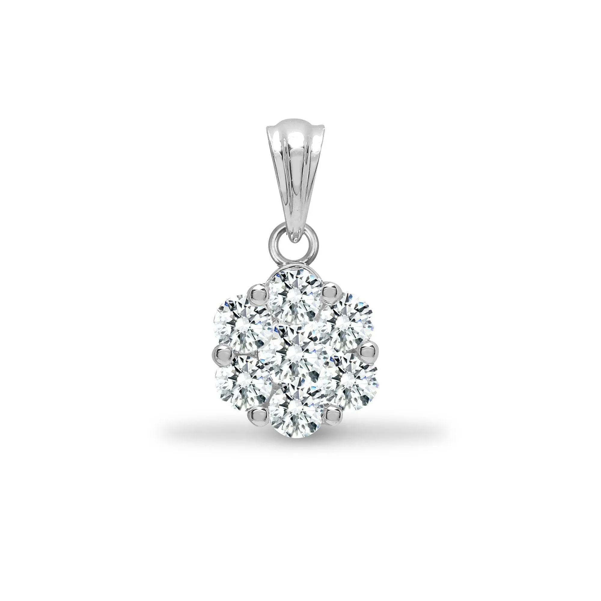18ct White 1.00ct Diamond 7 Stone Cluster Pendant