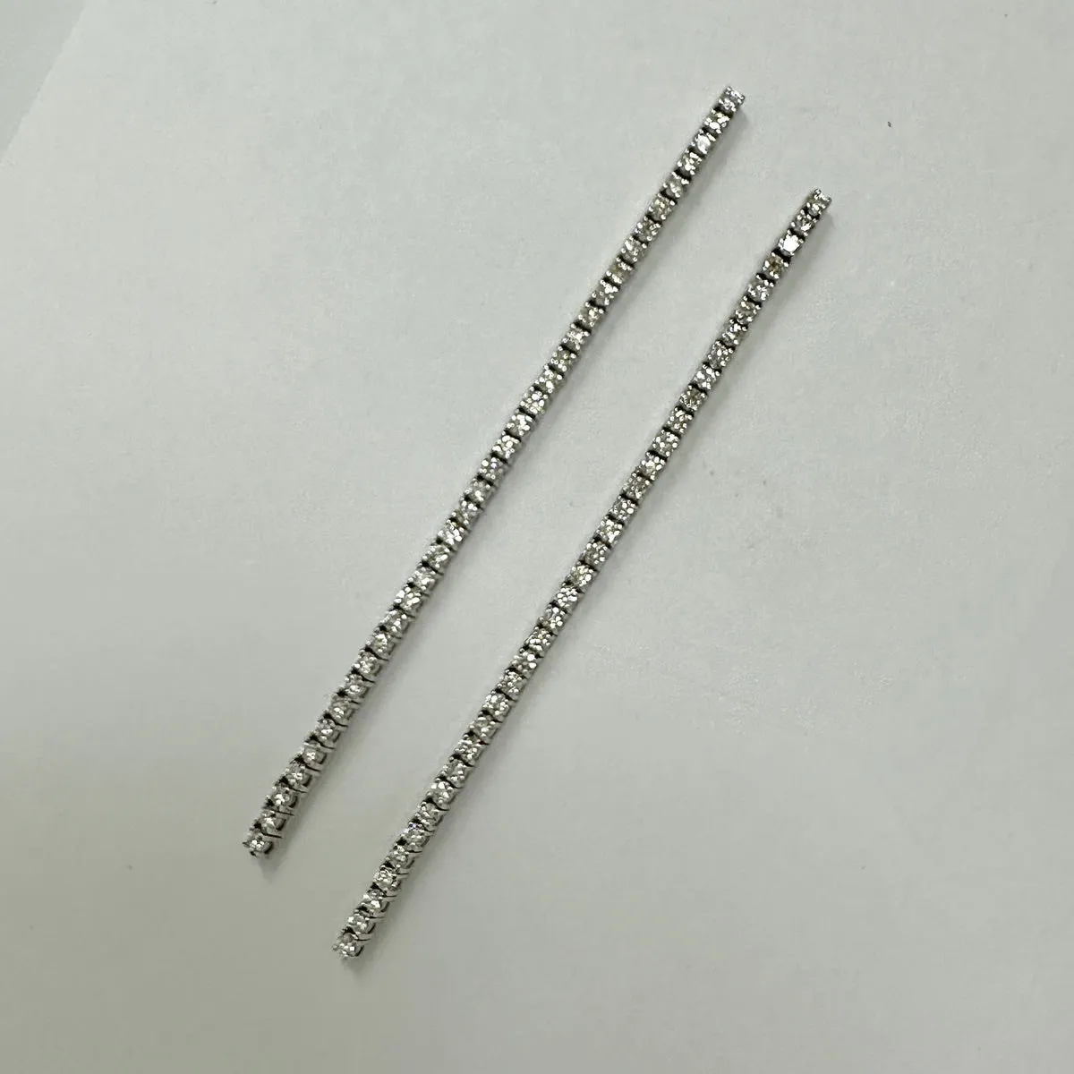 18K White Gold 3" Diamond Drop Earrings
