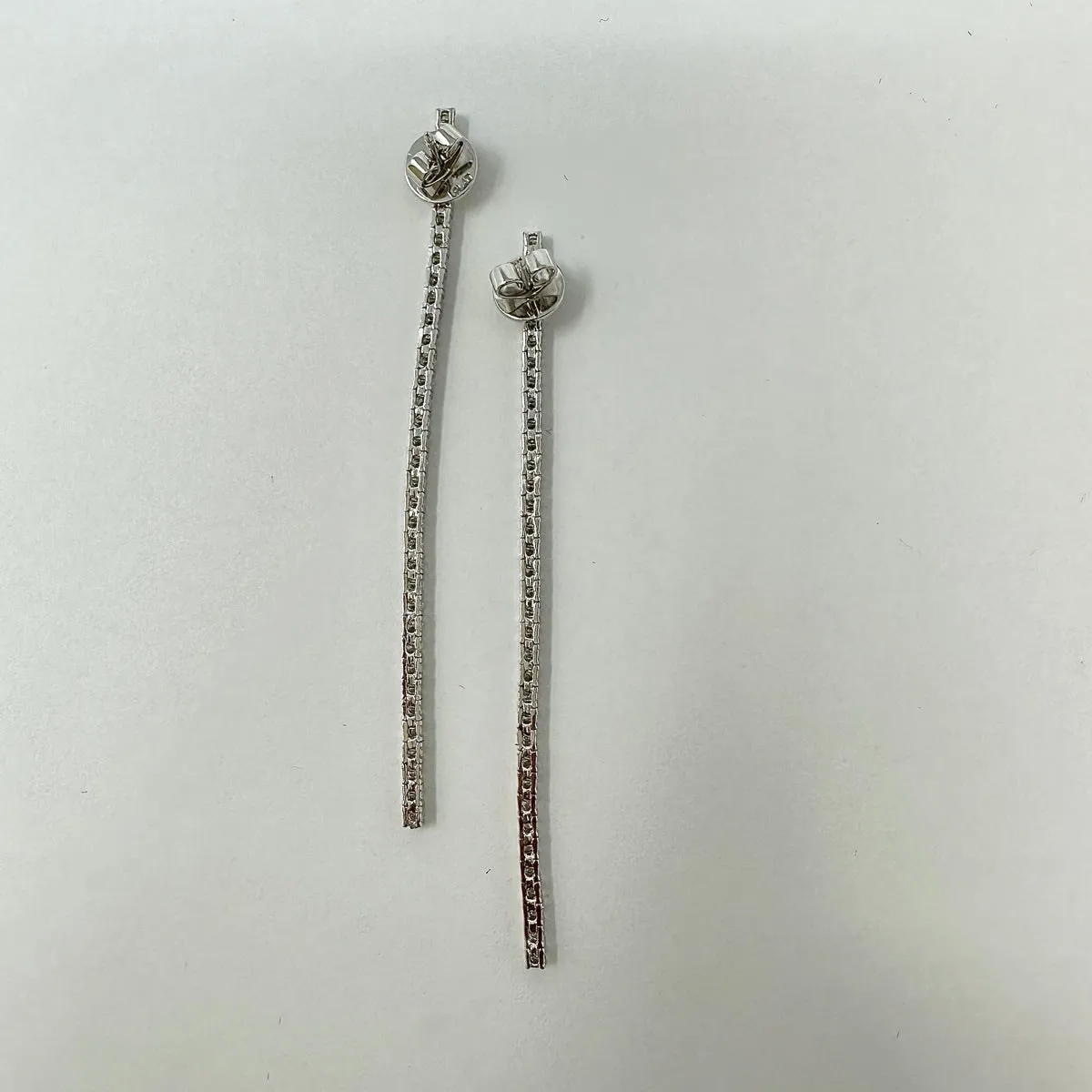 18K White Gold 3" Diamond Drop Earrings