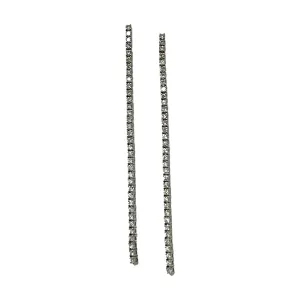 18K White Gold 3" Diamond Drop Earrings