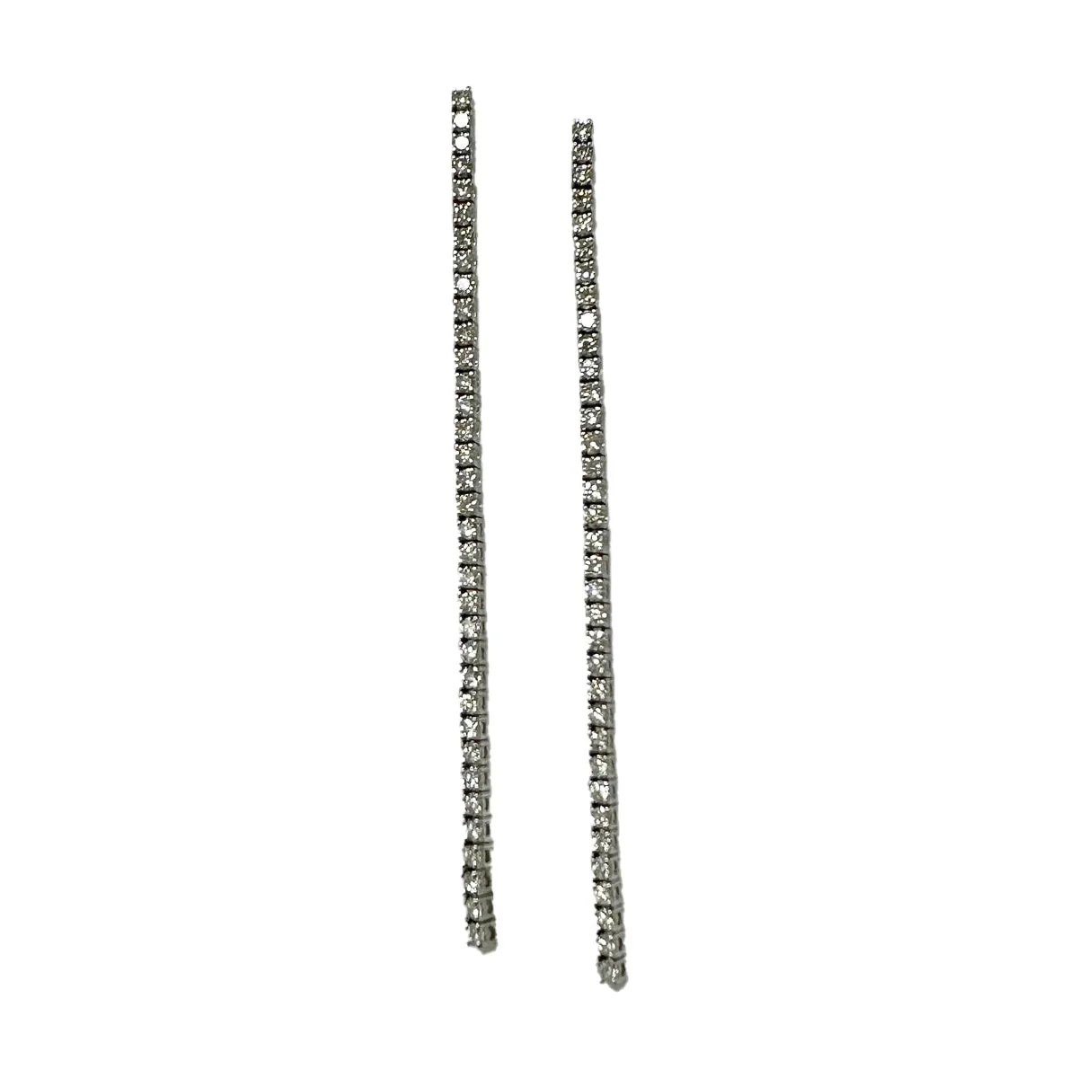 18K White Gold 3" Diamond Drop Earrings