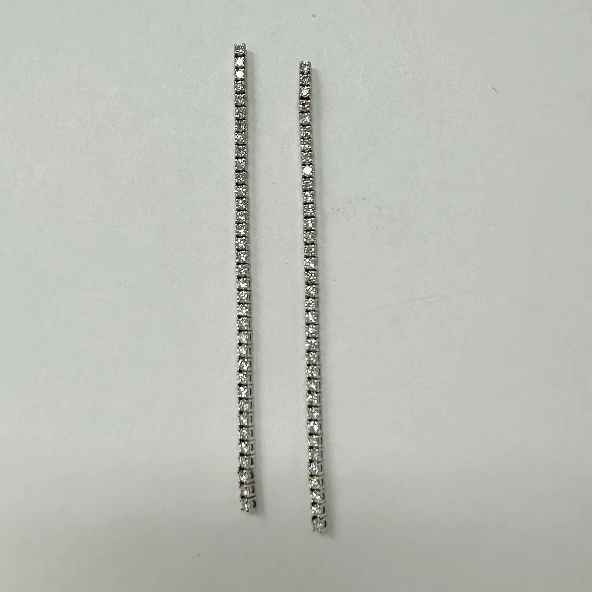 18K White Gold 3" Diamond Drop Earrings