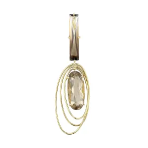 18K Yellow Gold Smoky Quartz Oval Drop Pendant