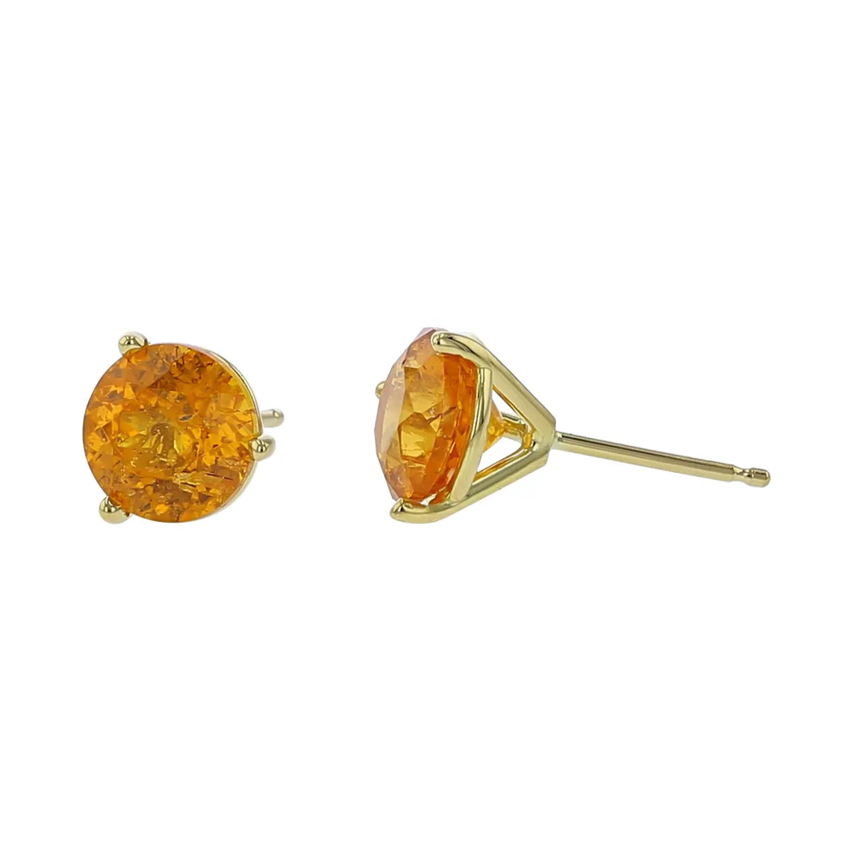 18K Yellow Gold Spessartite Stud Earrings