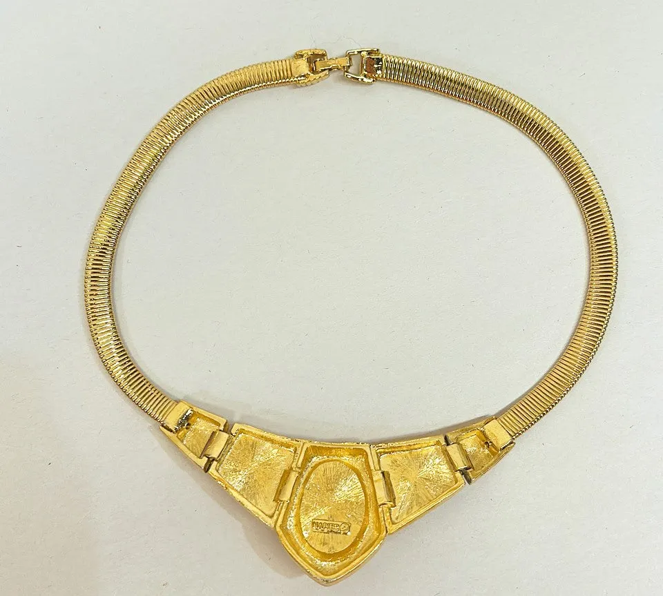 1970’s classic Napier faux pearl collar style omega chain necklace.