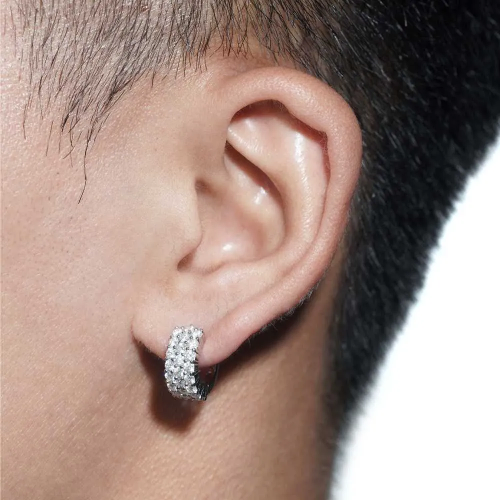 3-Row Drop Moissanite Earrings 14K Gold
