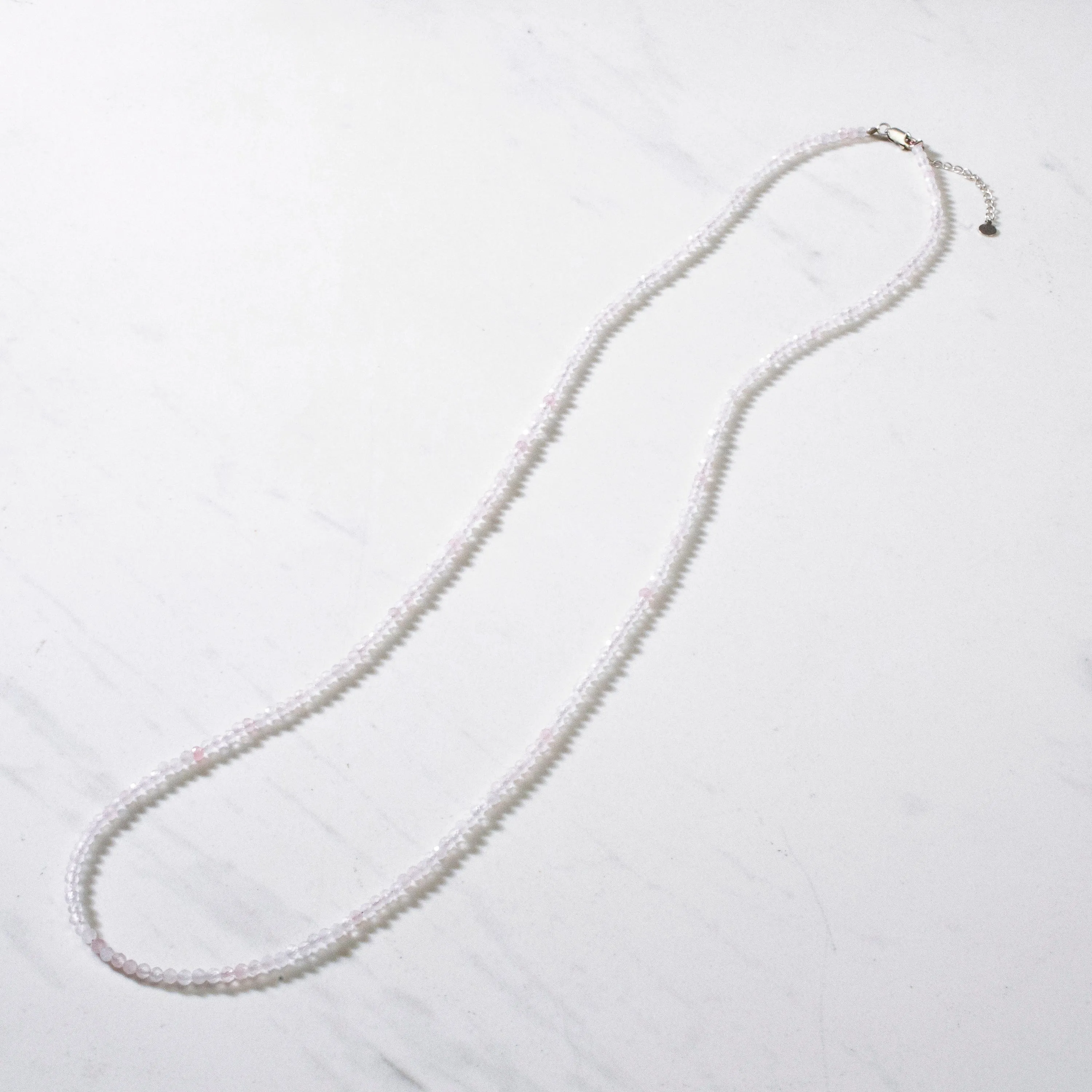 3mm Rose Quartz Faceted 31" Necklace / Multi Wrap Bracelet