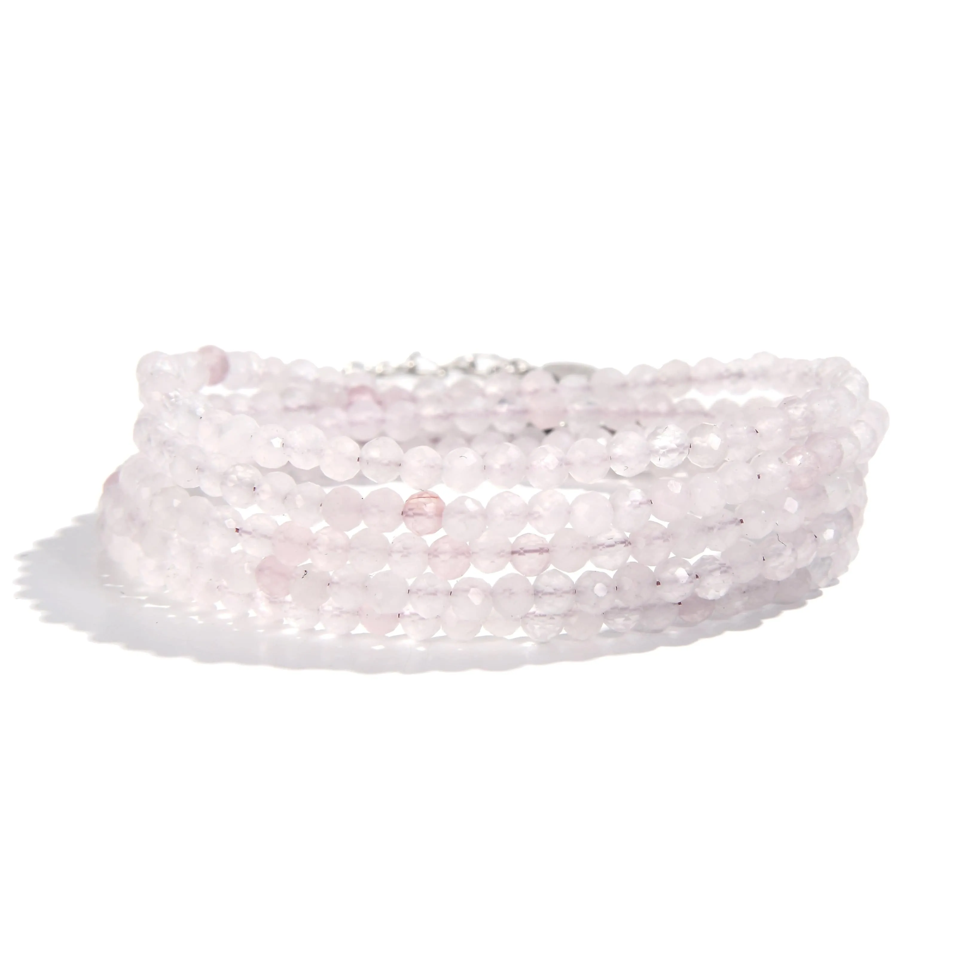 3mm Rose Quartz Faceted 31" Necklace / Multi Wrap Bracelet