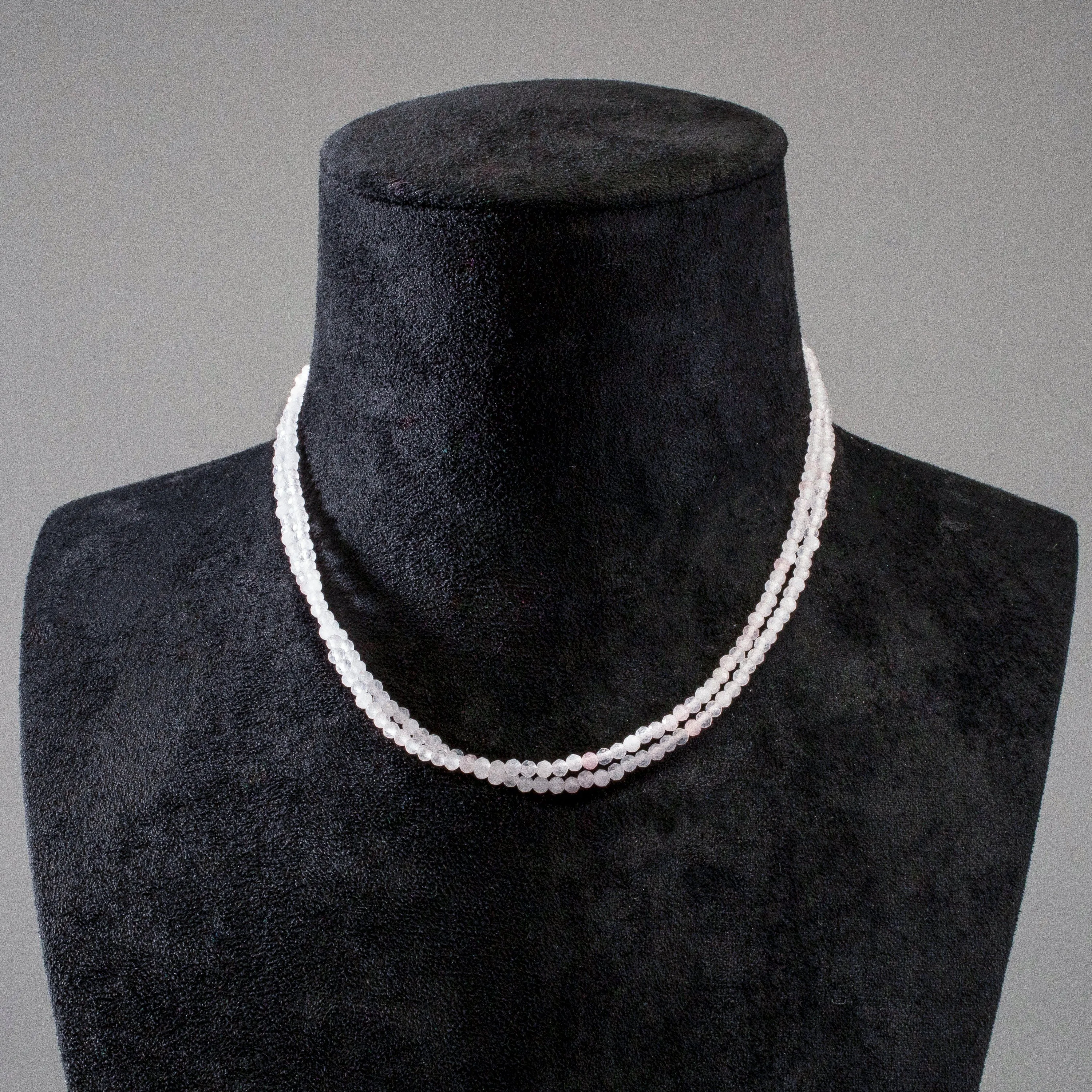 3mm Rose Quartz Faceted 31" Necklace / Multi Wrap Bracelet