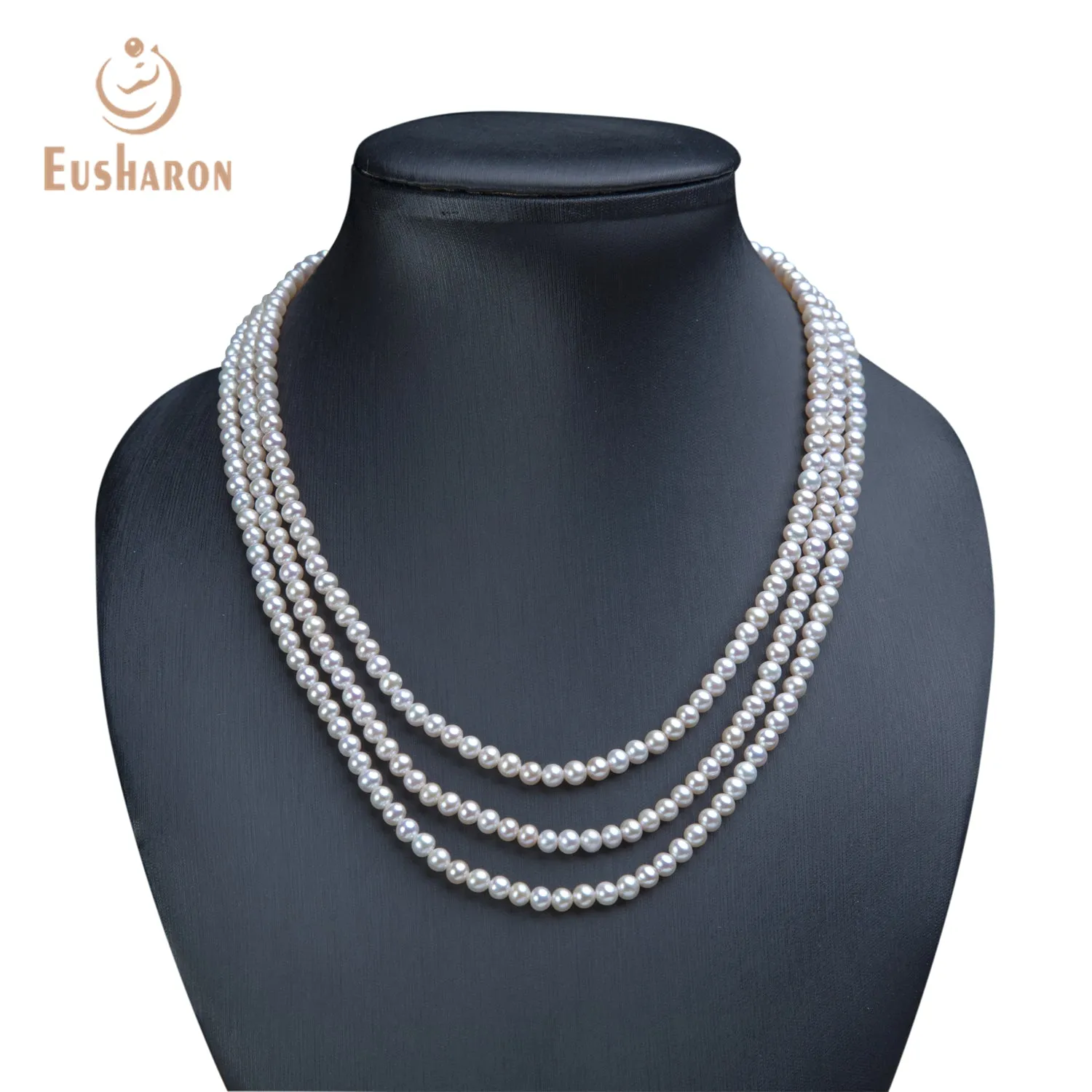 4-4.5mm Three-Strands White Freshwater Pearl Necklace