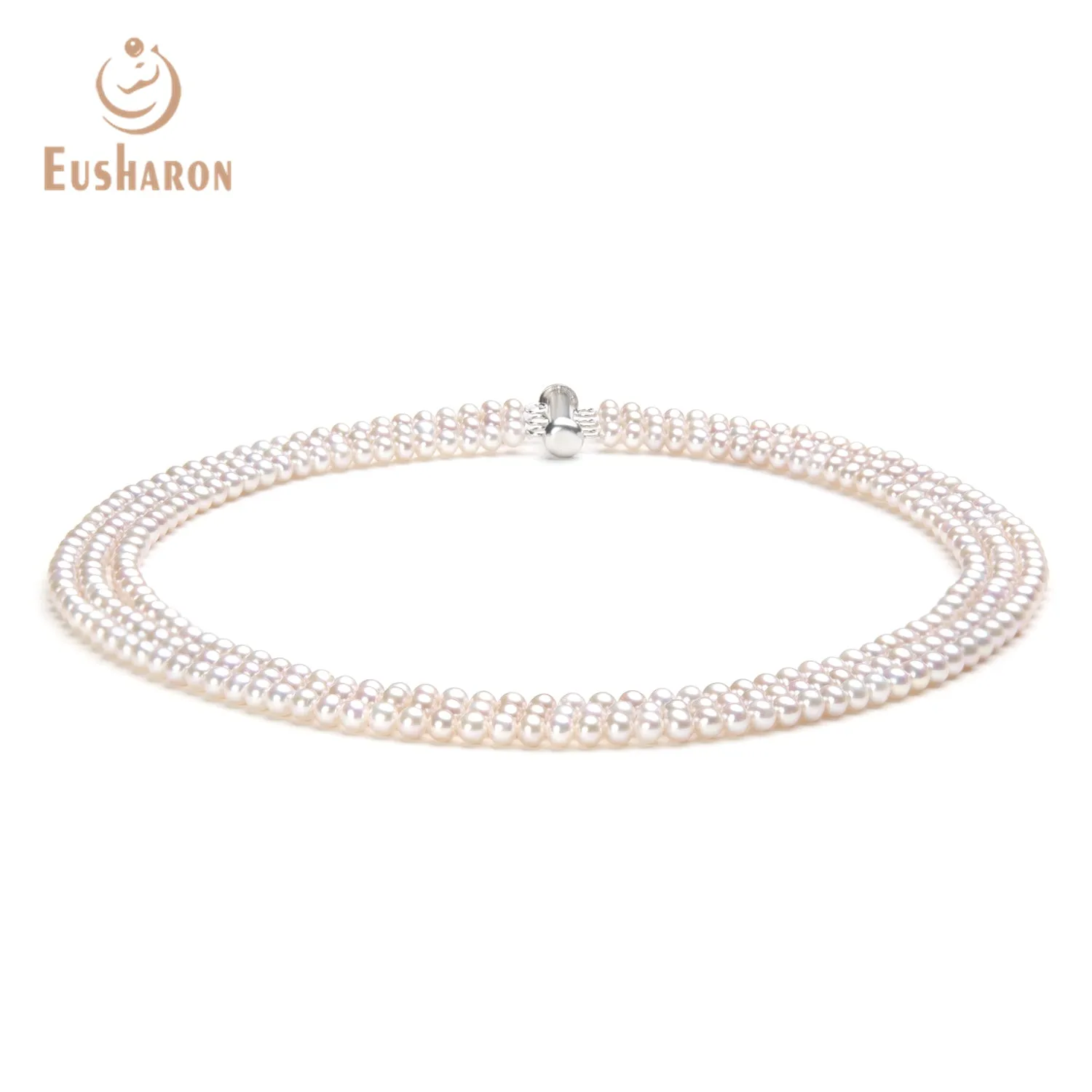4-4.5mm Three-Strands White Freshwater Pearl Necklace