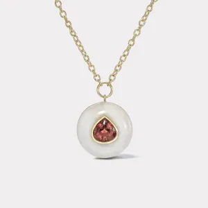 5.1ct Pear Red Tourmaline in White Quartz Lollipop Pendant