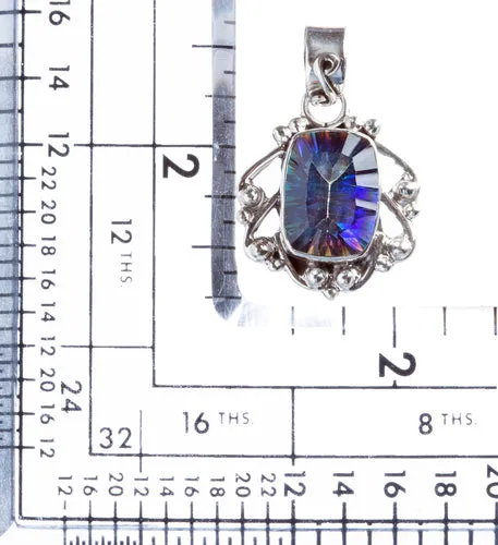 925 Sterling Silver Natural Gemstones Rainbow Magic Topaz Pendant FJSVP2107