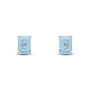 9ct white gold 7x5mm octagonal Aquamarine claw set stud earrings