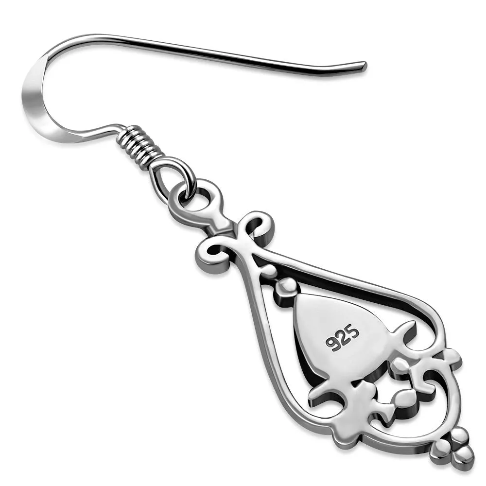 Abalone Shell Drop Silver Earrings