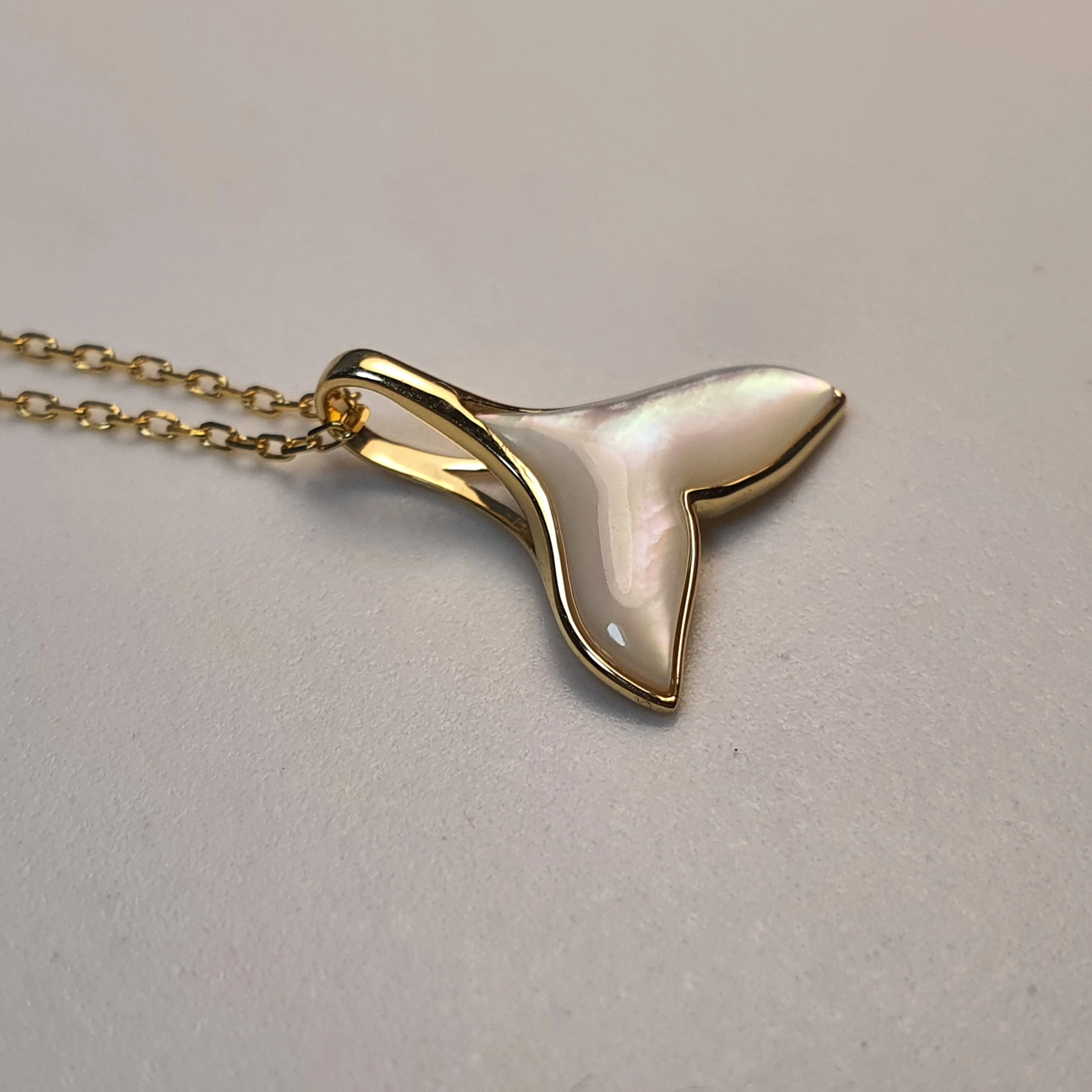 Akoya Pearl & Whale Tail Pendant   Chain, 18K Yellow Gold