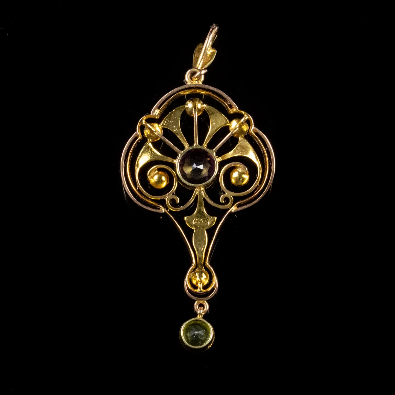 Antique Edwardian Suffragette Pendant 0.75Ct Amethyst 15Ct Gold Circa 1910