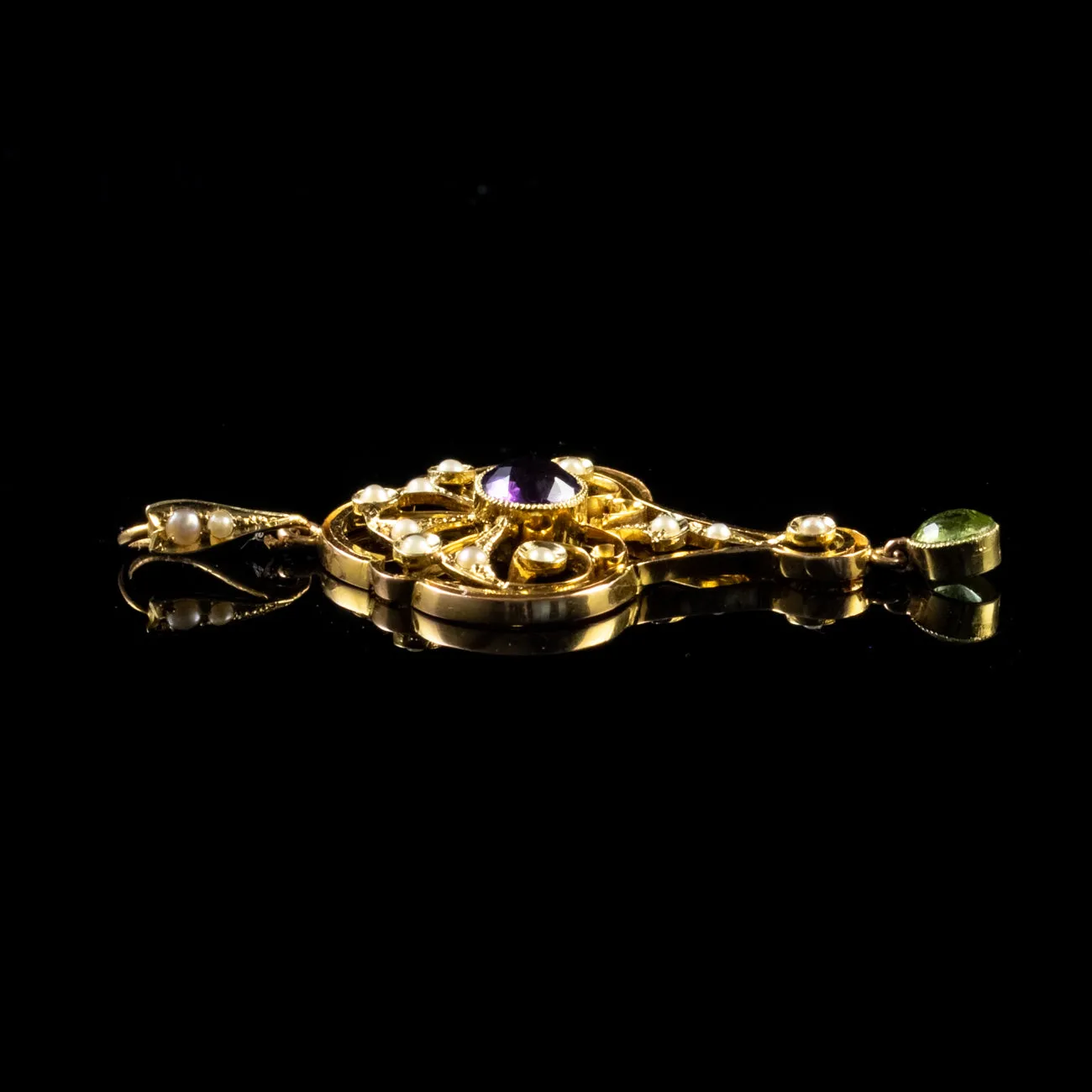 Antique Edwardian Suffragette Pendant 0.75Ct Amethyst 15Ct Gold Circa 1910