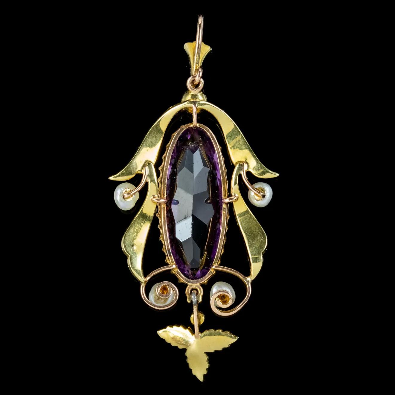 Antique Edwardian Suffragette Pendant 15ct Gold 10ct Amethyst Circa 1910