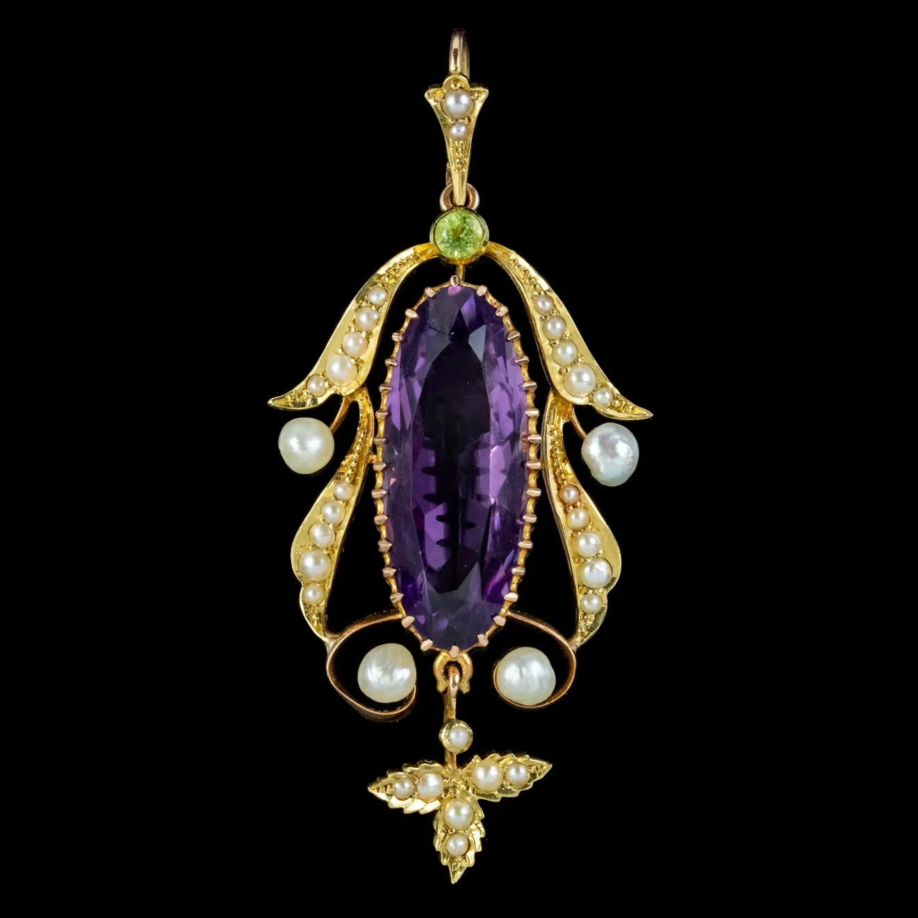 Antique Edwardian Suffragette Pendant 15ct Gold 10ct Amethyst Circa 1910
