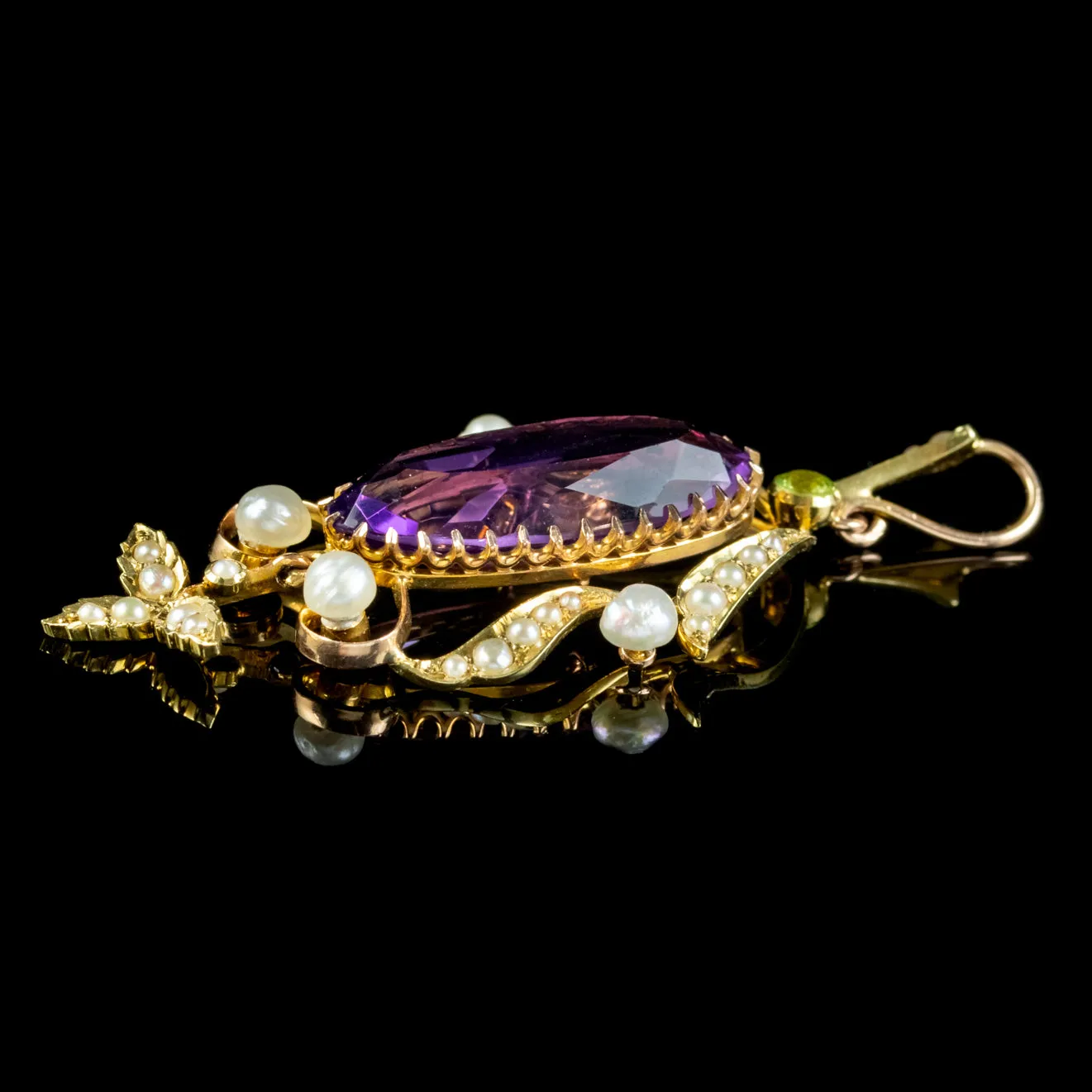 Antique Edwardian Suffragette Pendant 15ct Gold 10ct Amethyst Circa 1910
