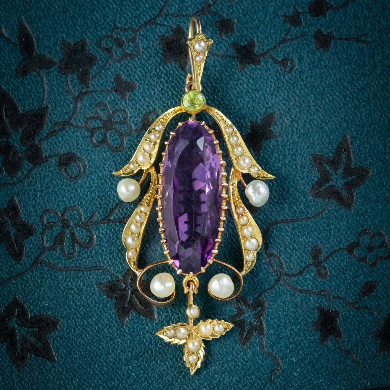 Antique Edwardian Suffragette Pendant 15ct Gold 10ct Amethyst Circa 1910