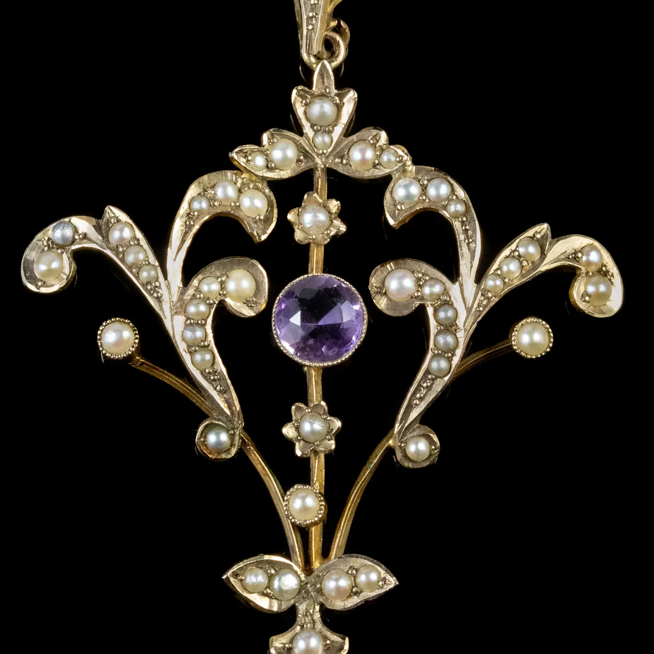 Antique Edwardian Suffragette Pendant Amethyst Peridot Pearl Circa 1910