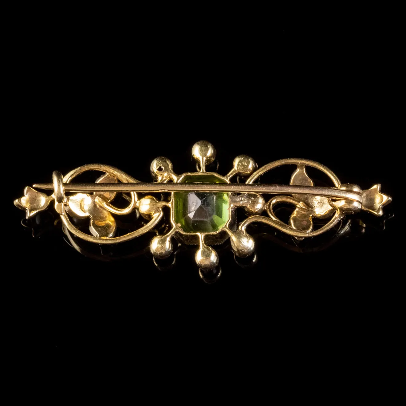 Antique Edwardian Suffragette Peridot Amethyst Pearl Brooch 18ct Gold Circa 1910