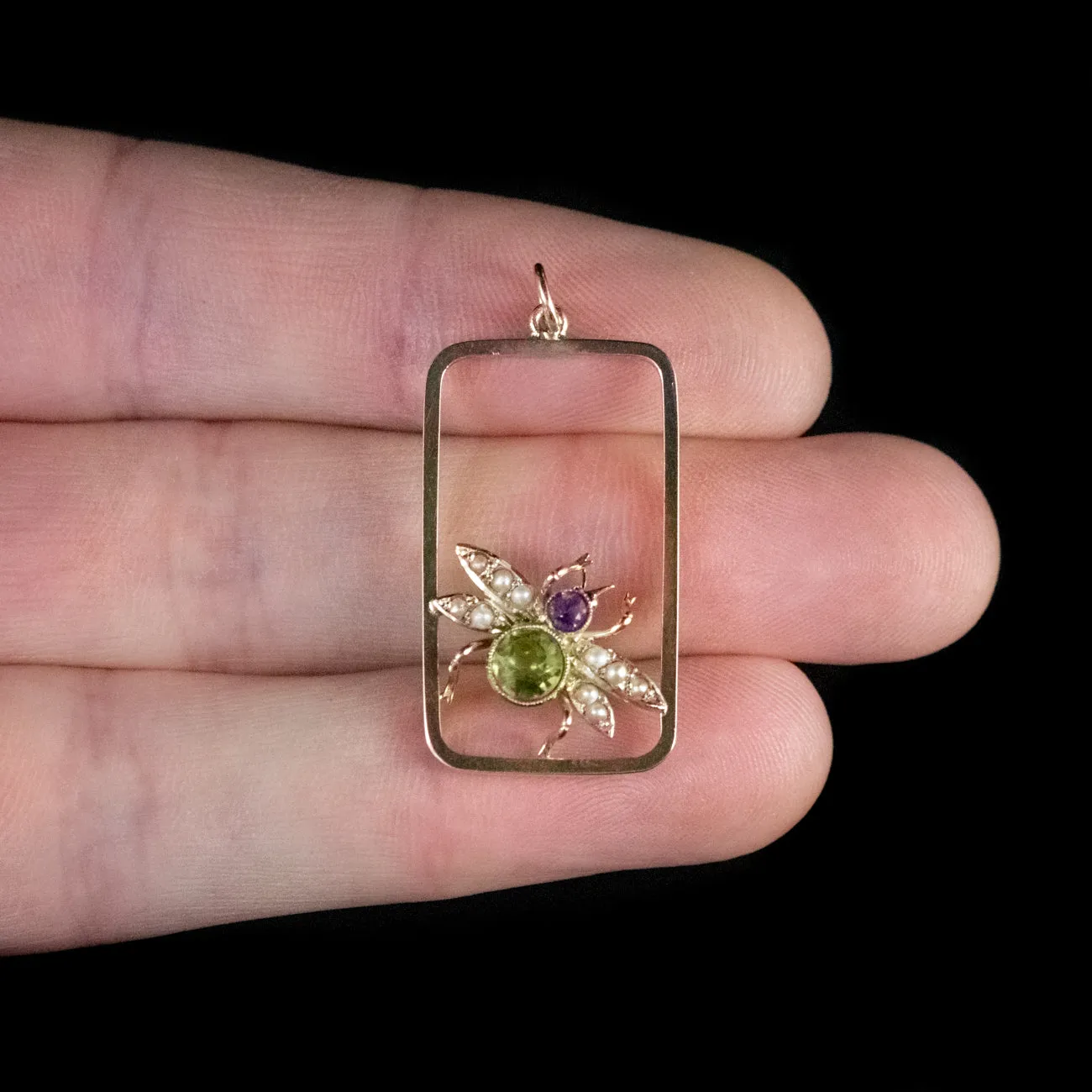 Antique Edwardian Suffragette Peridot Bee Pendant Circa 1915