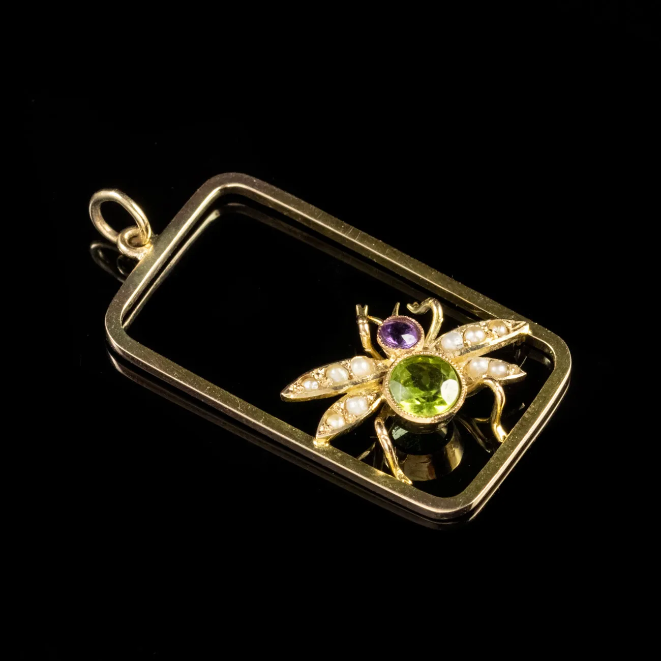 Antique Edwardian Suffragette Peridot Bee Pendant Circa 1915