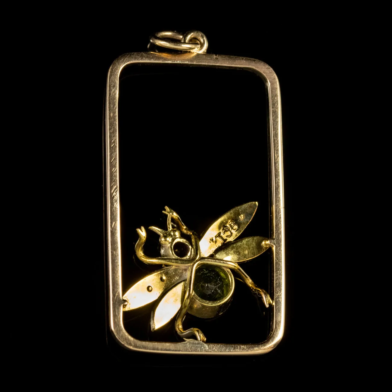 Antique Edwardian Suffragette Peridot Bee Pendant Circa 1915
